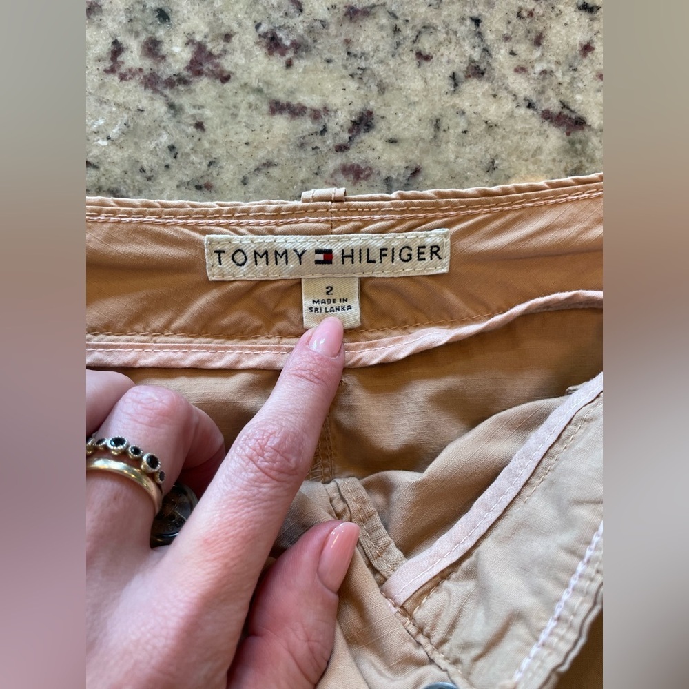 Pristine vintage rare Y2K 100% cotton, Tommy Hilfiger khaki cargo skirt SZ 2 - Picture 2 of 8